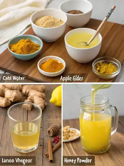 Ingredients and preparation steps for Mounjaro Drink displayed on a wooden countertop.